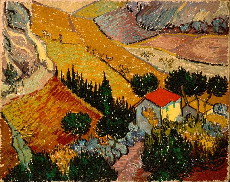 Vincent Van Gogh Landscape with House and Ploughman china oil painting image